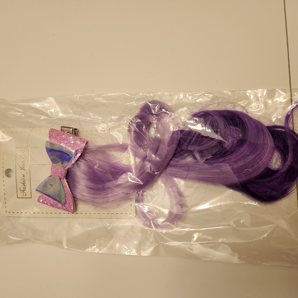 Purple Hair Extension with Glitter Bow